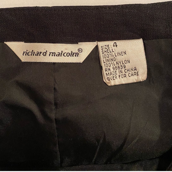 Richard Malcolm Black Linen Multi Color Floral Embroidery Ruffle Pencil Skirt - Picture 6 of 9